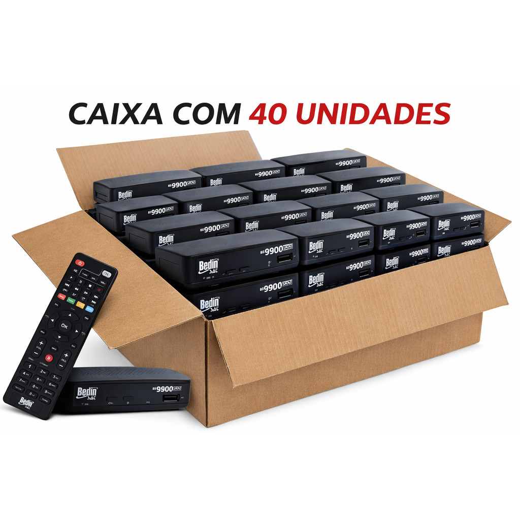 Kit 40 Receptor Bedin Sat BS9900S Full HD USB Original Atacado Digital Parabólica Sem Mensalidade