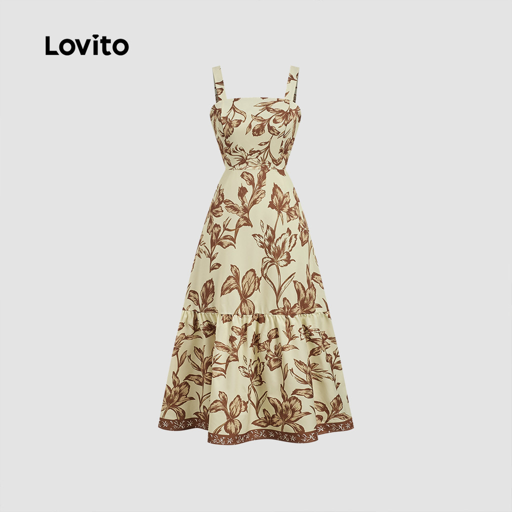 Lovito Floral Elegante Padrão de Vestido Zíper Flores Vestido de Primavera/verão para mulheres LBL34038 · foto 2
