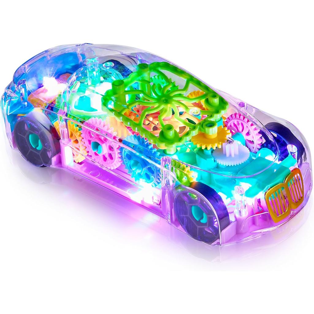 Brinquedo de Carro Transparente com Luzes Playbees, Brinquedos para Crianças Autistas de 3 a 5 Anos, Brinquedo Sensorial