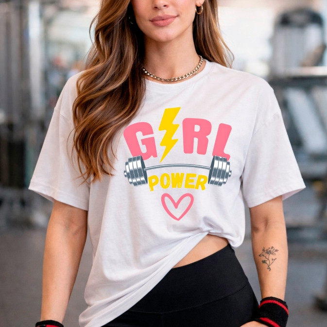 Camisetão T-shirt Premium Oversized 100% Algodão Feminina Gym Treino Academia Fitness Musculação Girl Power