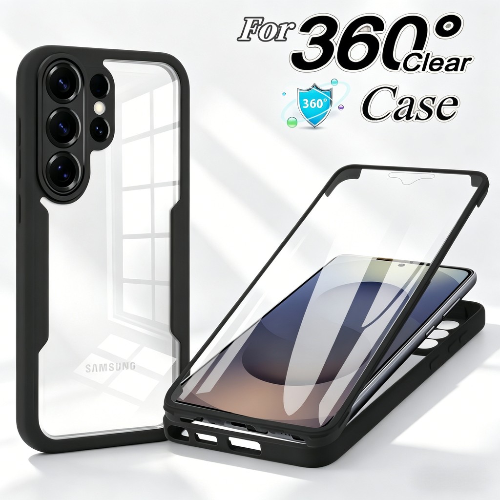 Capa protetora transparente 360 para Samsung Galaxy S26 S25 S24 S23 Ultra Plus S25FE capa à prova de choque para celular