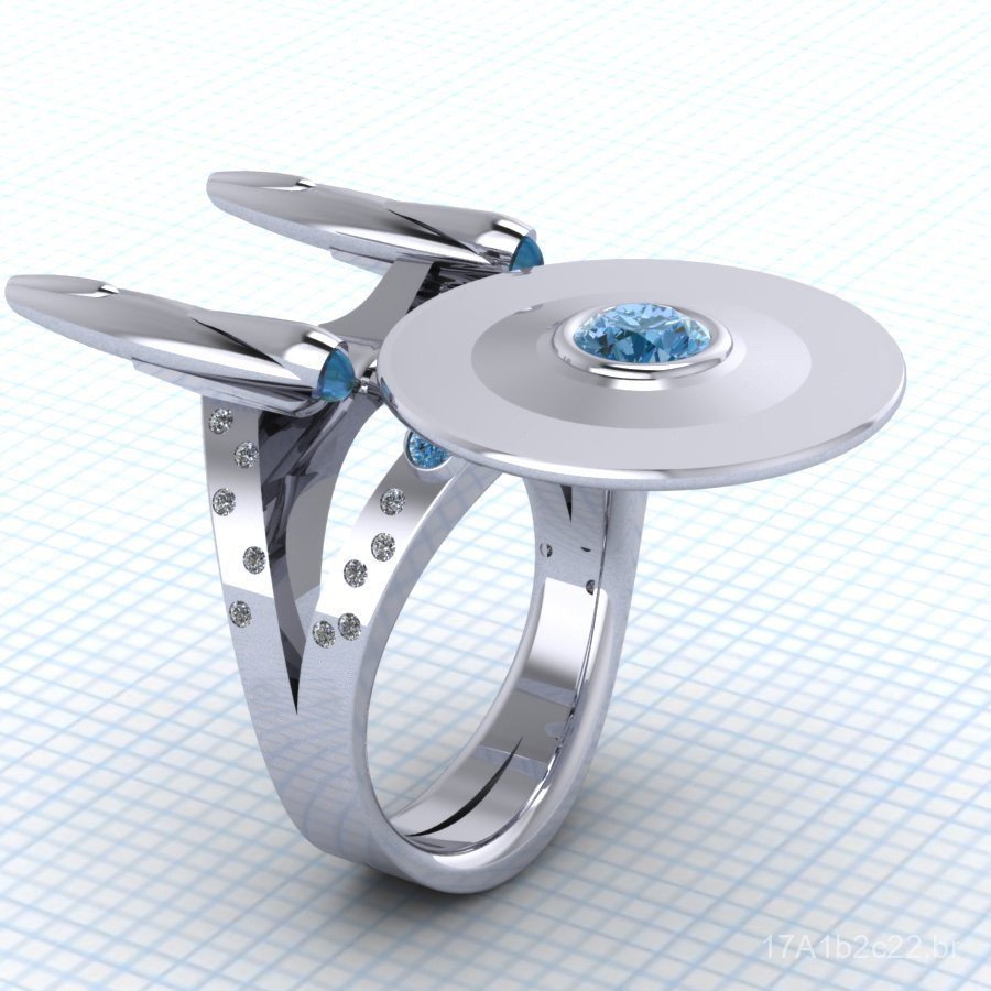 Anel Criativo Zhenrong Wish com Tema da Nave Estelar Enterprise, Anel do Star Trek para Filmes Europeus e Americanos