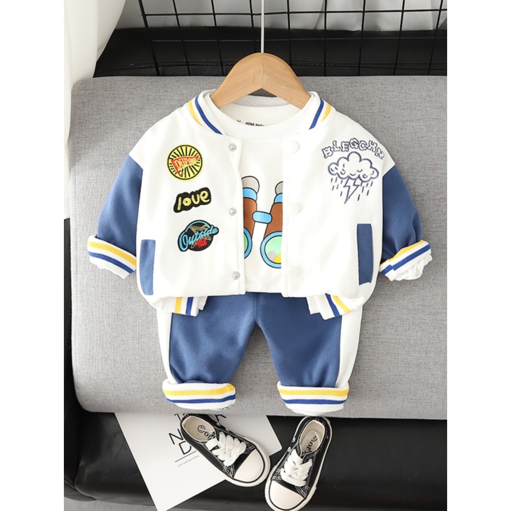 Roupas de bebê roupas de bebê primavera outono roupas moda manga comprida Cardigan jaqueta uniforme de beisebol terno de