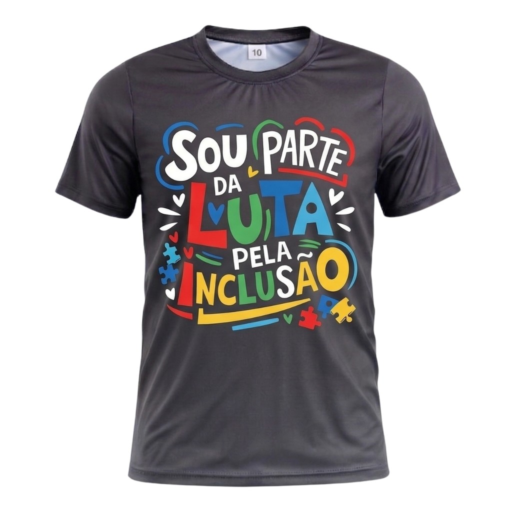 Camiseta Esportiva Masculina Preta Rkc Sports Autista Manga Curta UV+50