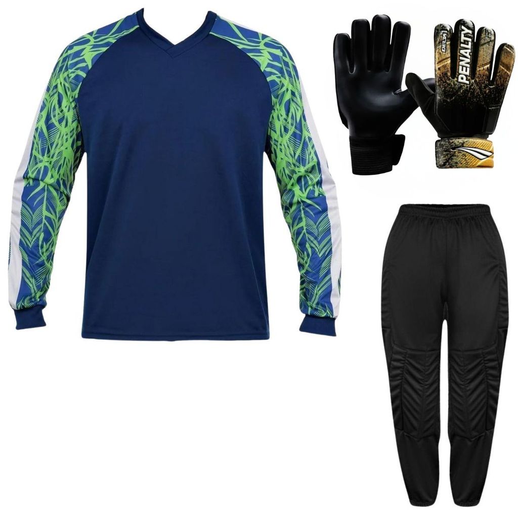 Kit Goleiro Completo Camisa  Kanga + Calça TRB + Luva Penalty  Adulto