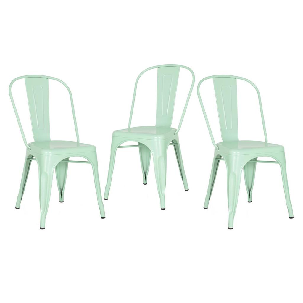 Kit 3 Cadeiras Laráz Iron Tolix industrial - Verde Claro