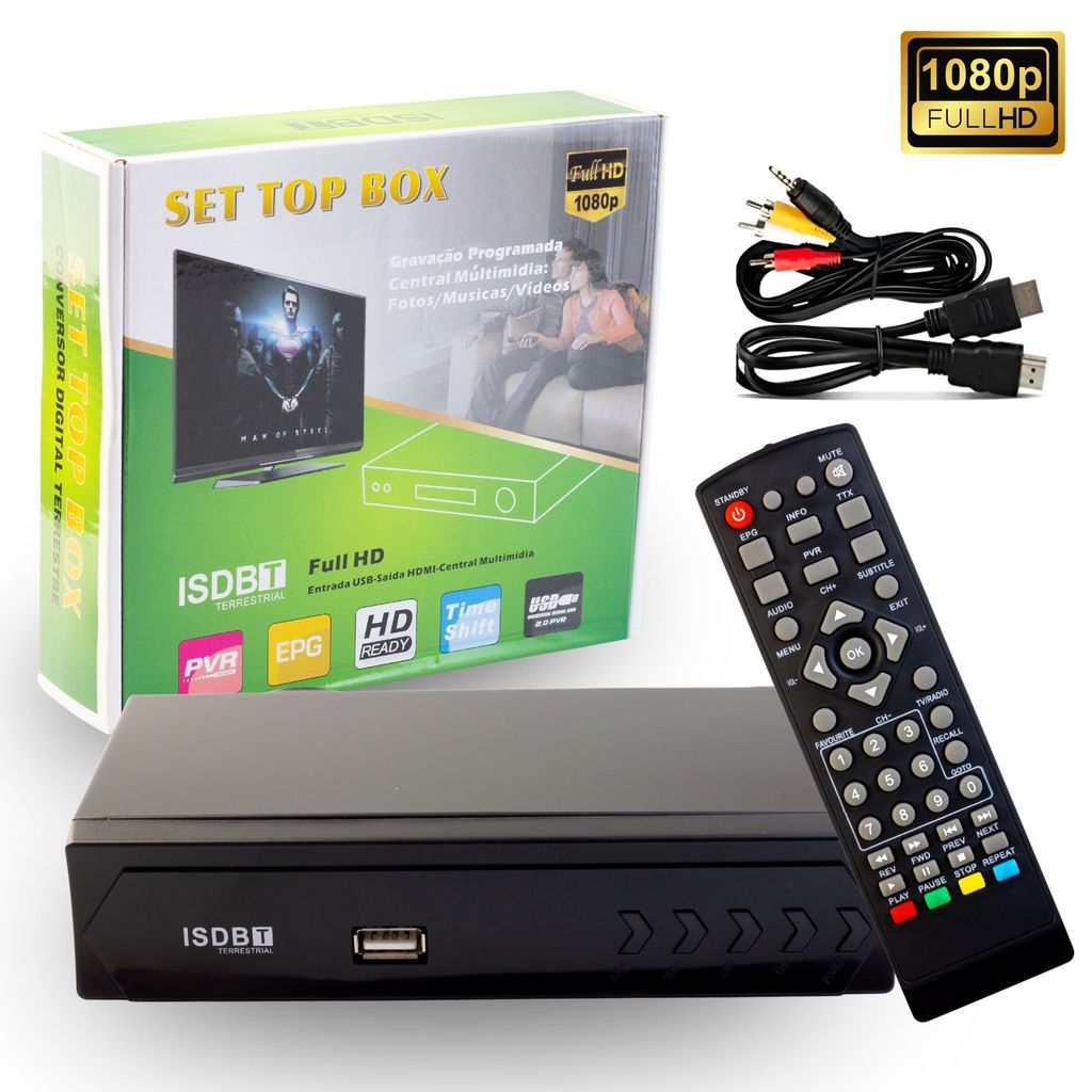 Conversor Digital e Gravador Full HD HDMI USB Com Visor Compatível com TV Antiga