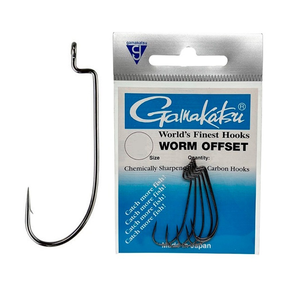 Anzol Worm Off Set Shank  Black - Gamakatsu