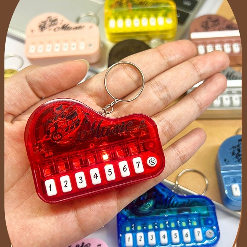* Bolso Piano Chaveiro Colorido Efeito Luz Teclado Eletrônico Portátil Brinquedo Aprendizagem Mús