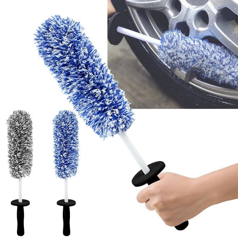 Escova De Lavagem De Microfibra Para Carro , Rodas De Pelúcia , Alça Antiderrapante , Fácil De Limpar , Jantes , Raios ,