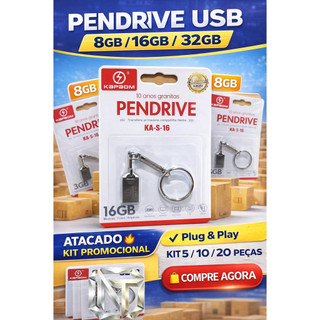 Kit Mini Pendrive – Chaveiro Metálico USB 2.0 (8GB a 32GB)