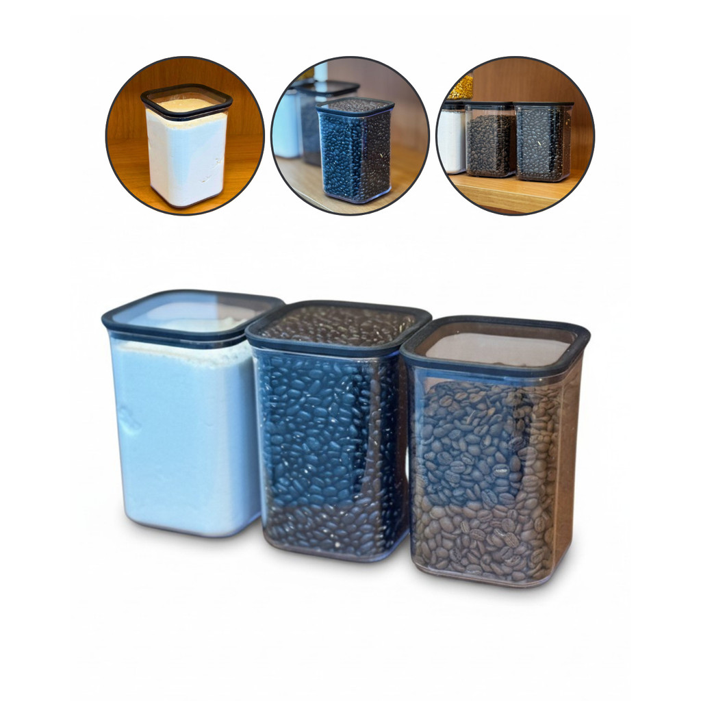 Kit 3 Potes Organizador Geladeira Hermético Acrílico 1 Litro