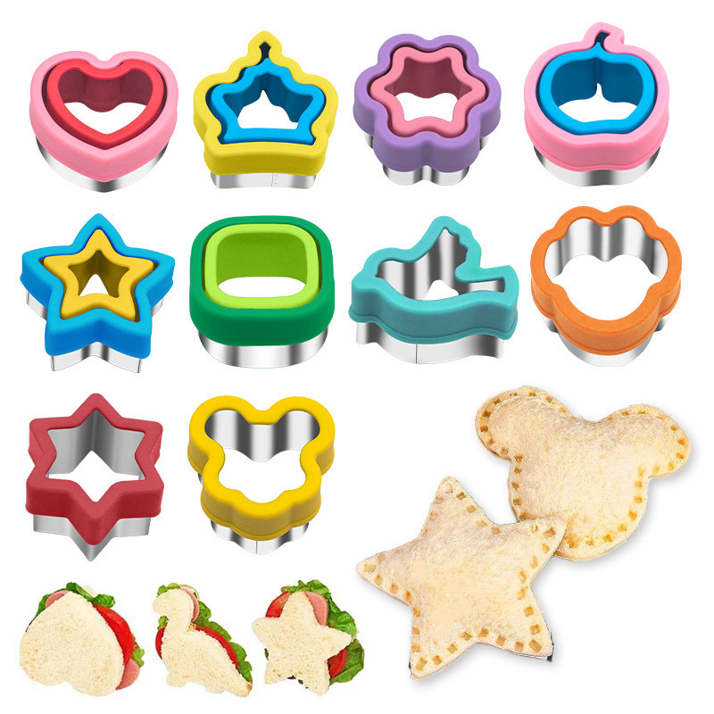 Cortadores De Sanduíche Inoxidável Crianças Dinossauro Coração Estrela Mickey Frutas Vegetais Formas Pão Torrada Aliment