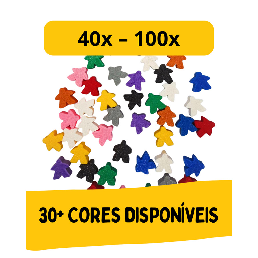 Kit de Meeples para Jogo de Tabuleiro - Peças para Board Game - 40 a 100 Unidades