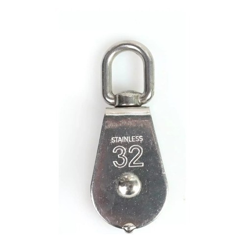 Moitão Aço Inox M32 Alça Giratória E Roldana Cabos Até 10mm