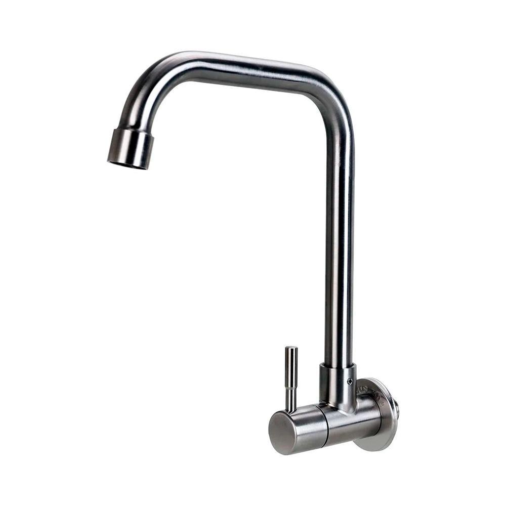 Torneira Para Cozinha De Parede Em Aço Inox 304 Acaraú Pingoo - Prata Escovado