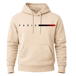 Moletom Inverno Canguru Unissex Esportivo Com Capuz E Bolsos Estampado Paris