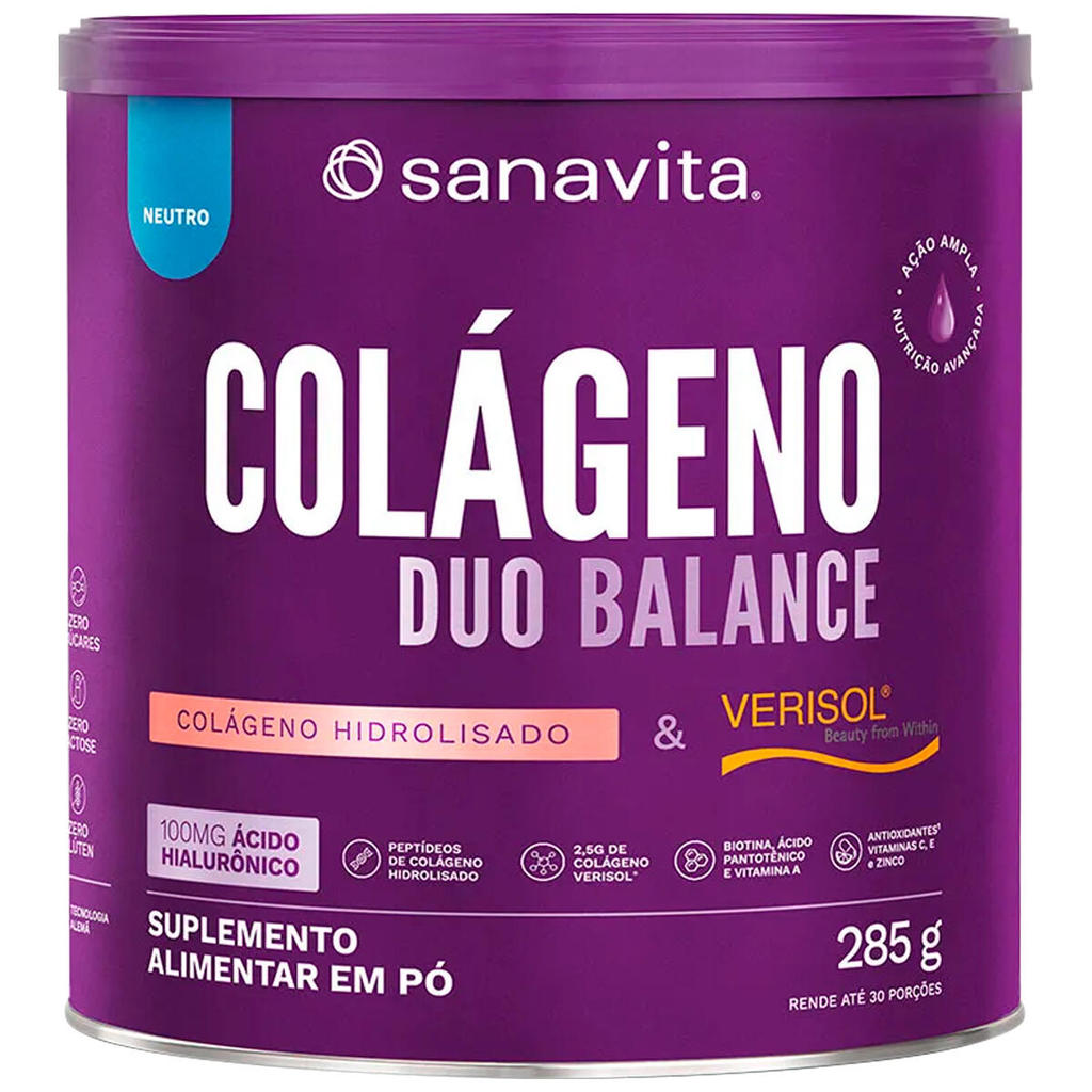Colágeno Duo Balance Sanavita Neutro 285g em Oferta na Shopee