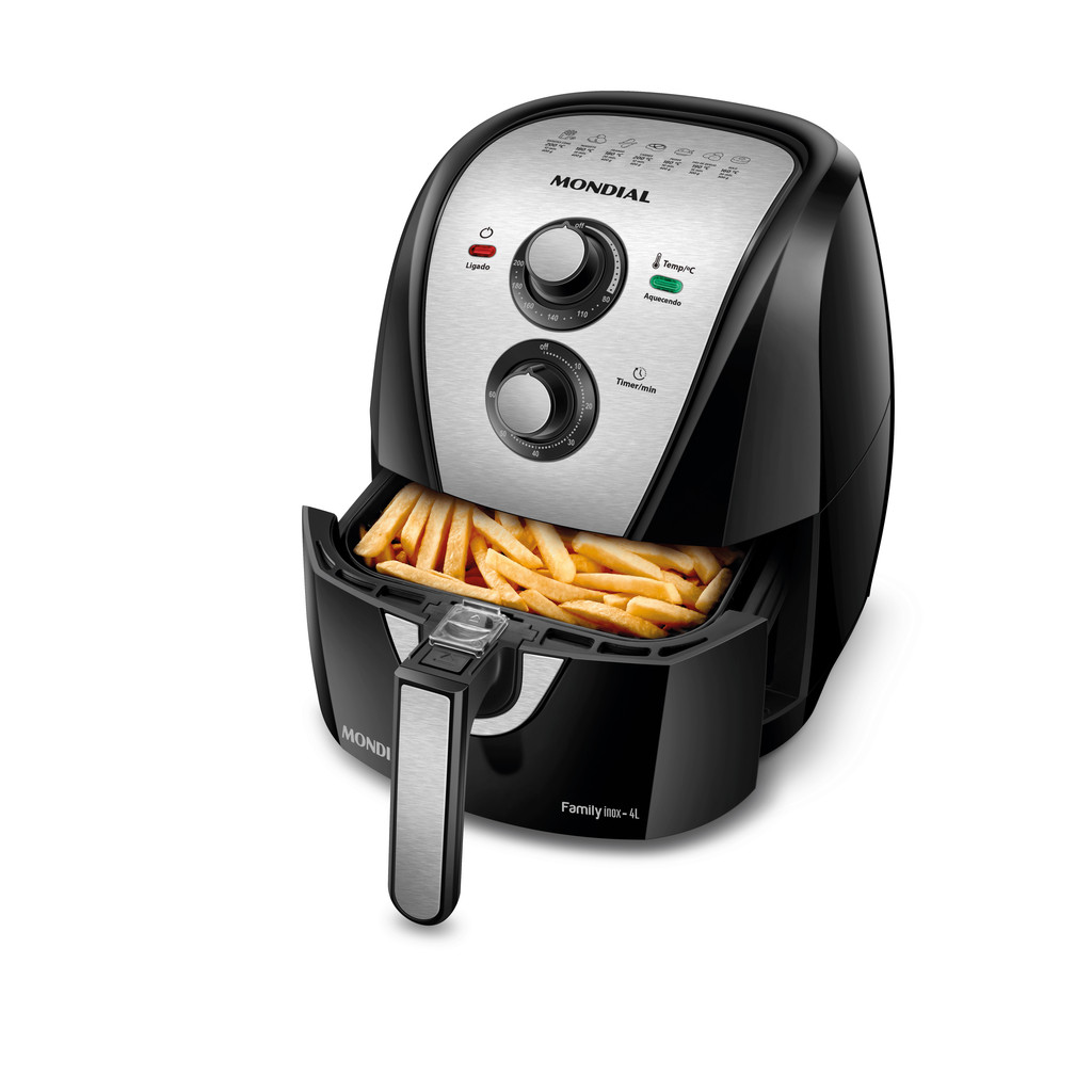Fritadeira Sem Óleo Air Fryer 4L, Mondial, Preto/Inox, 1500W,  AFN-40-BI \127V
