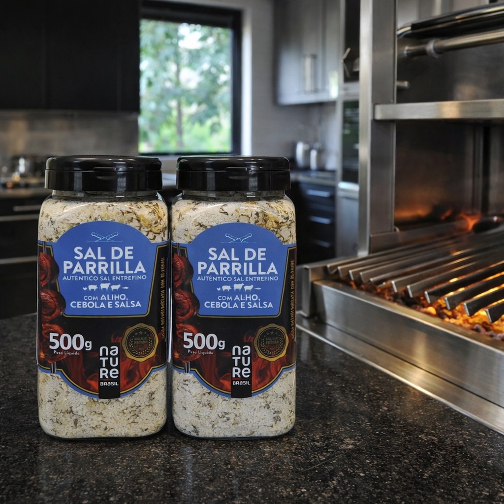 Pote de Sal de Parrilla Entrefino Branco Alho Cebola Salsa 1kg – Sal para Churrasco