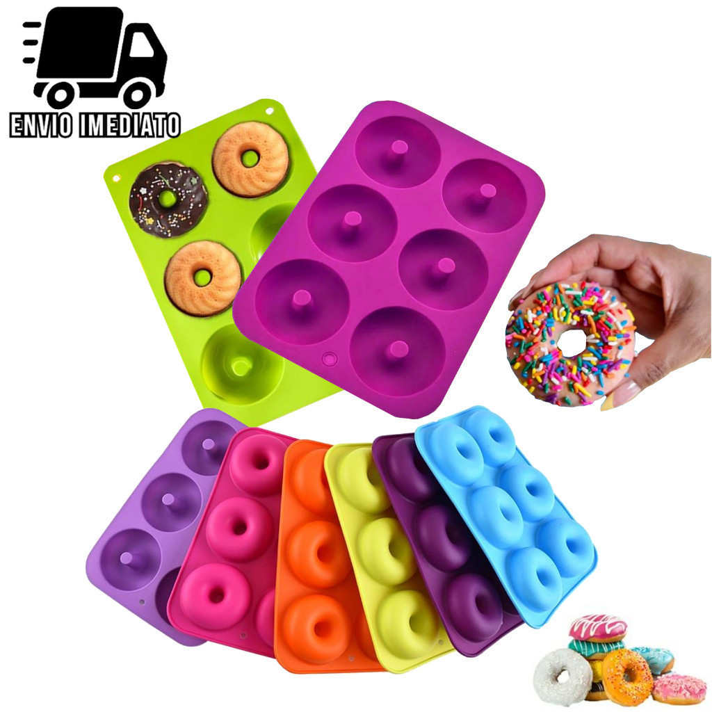 Forma de Donuts Antiaderente Colorida Molde de Rosquinhas Doces Silicone para Cozinha Multiuso