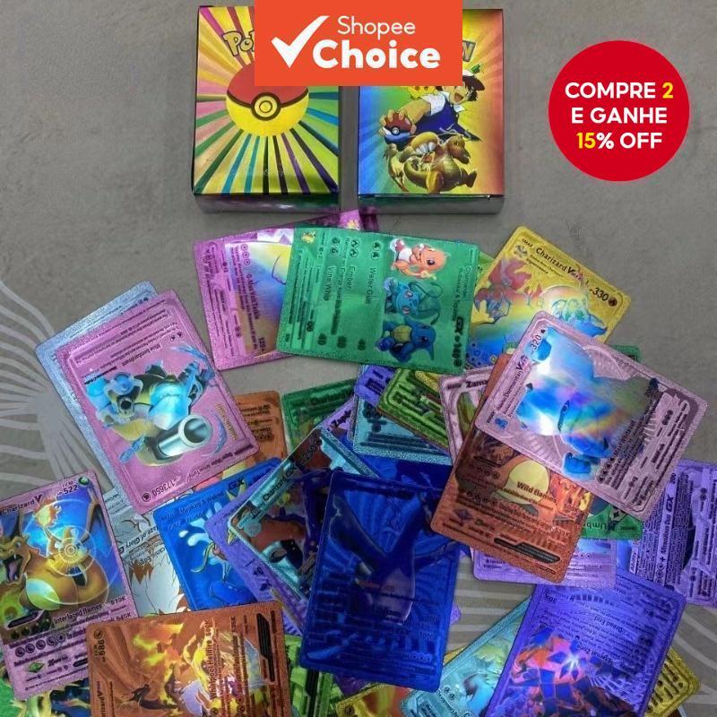 Cartões PCS Pokemon Coloridos Metálicos Ouro Vmax GX Energy Card Charizard Pikachu Coleção Battle Trainer em Oferta na Shopee
