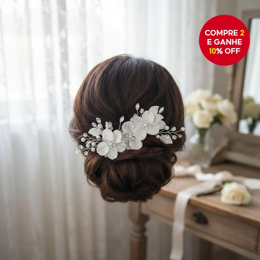 Pente de Noiva Coreano Elegante, Acessórios de Casamento Florais Feitos à Mão com Pérolas e Cristais para Senhoras em Oferta na Shopee