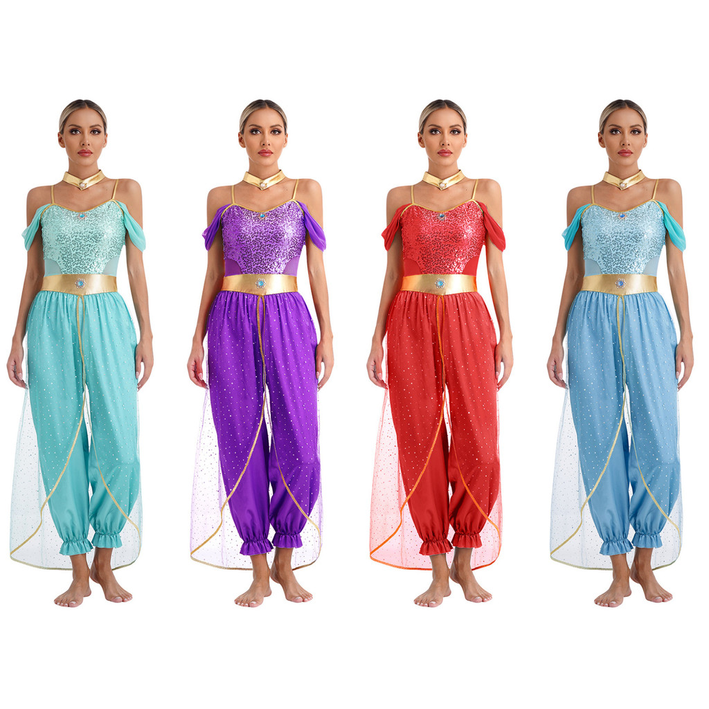 Yeahdor Fantasia Feminina De Princesa Árabe Para Adultos , Vestido Harém Com Ombro De Fora