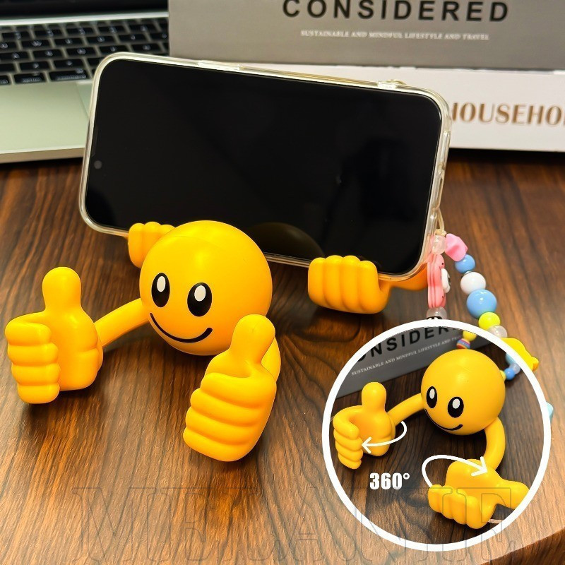 Suporte Preguiçoso Para Celular-Telefone Com Rosto Sorridente Giratório Criativo Polegar-Organizador De Mesa De Escritór
