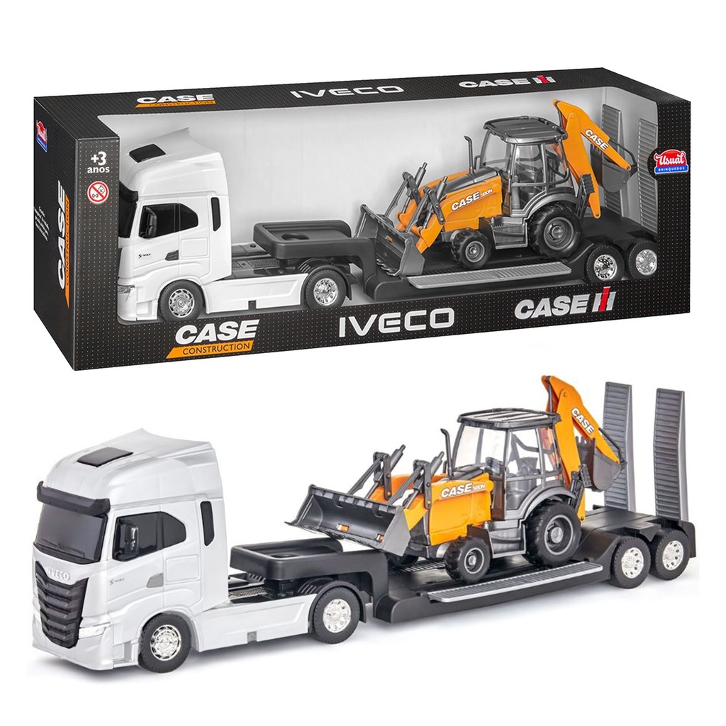 Caminhão De Brinquedo Iveco S-Way Plataforma Trator Case Presente Para Meninos