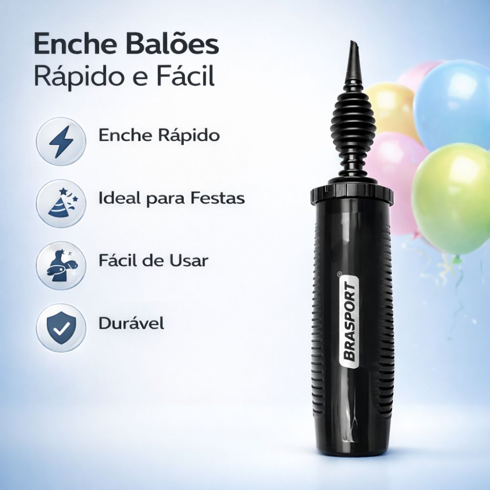 Bomba Inflador Manual de Balão Bexiga De Encher Balões e Bombinha de ar Cavalinho Upa Upa