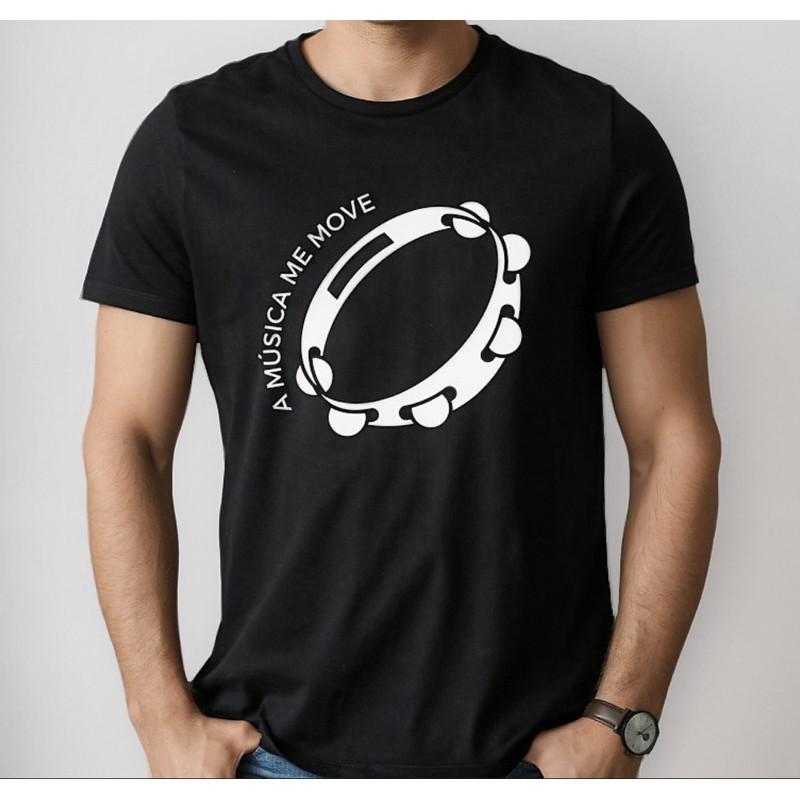 Camiseta Pandeiro A Musica Me Move Camisa Pagode Samba Masculina e Feminina