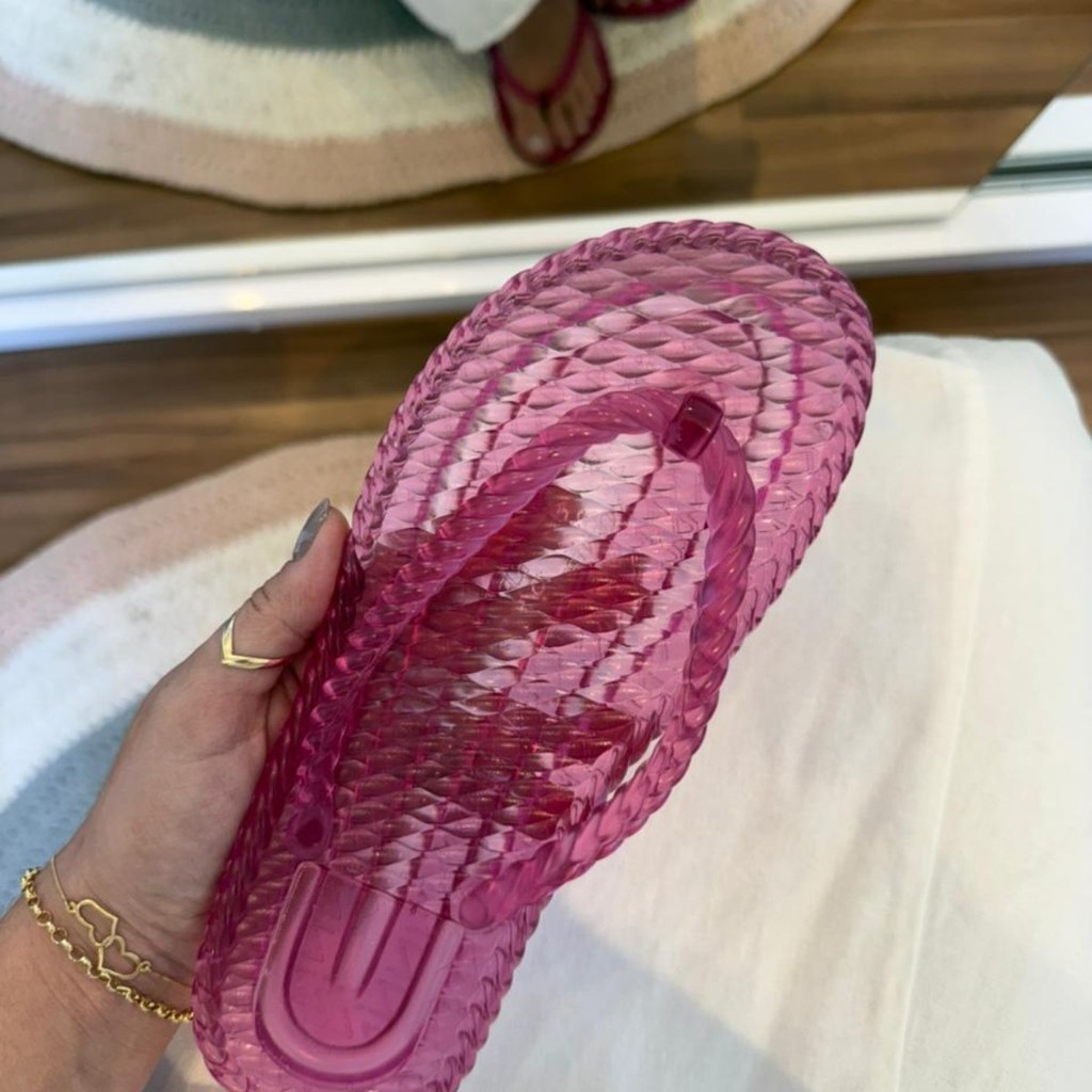 Chinelo Jelly Feminino Trançado Marrocos transparente Confortável chinelo de Dedo Verão Tendencia