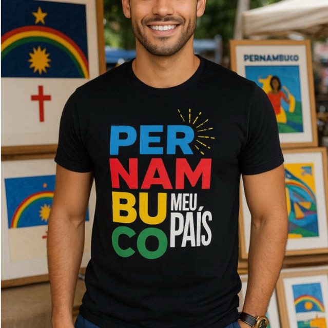 Camiseta Premium masculina 100% algodão Pernambuco meu pais camisa cultura nordestina Pernambucano em Oferta na Shopee