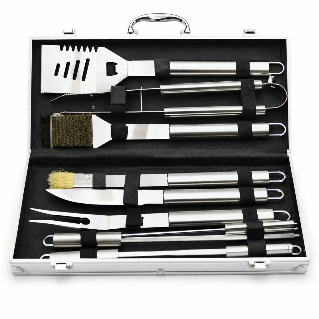 Kit Churrasco Inox Profissional Maleta Com 10 Itens Presente Luxo