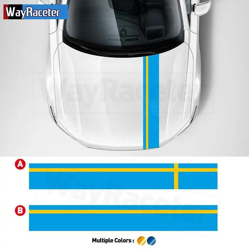 Suécia Bandeira Estilo Capô Adesivo Do Carro Listras Gráficos Decalque De Vinil Para Volvo C30 C40 C70 V50 V70 XC70 XC90