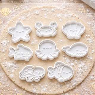 Kit 8 Cortador de Biscoito Infantil Fundo do MAr  5cm Cortador Bolacha Amanteigada Massinha em Oferta na Shopee
