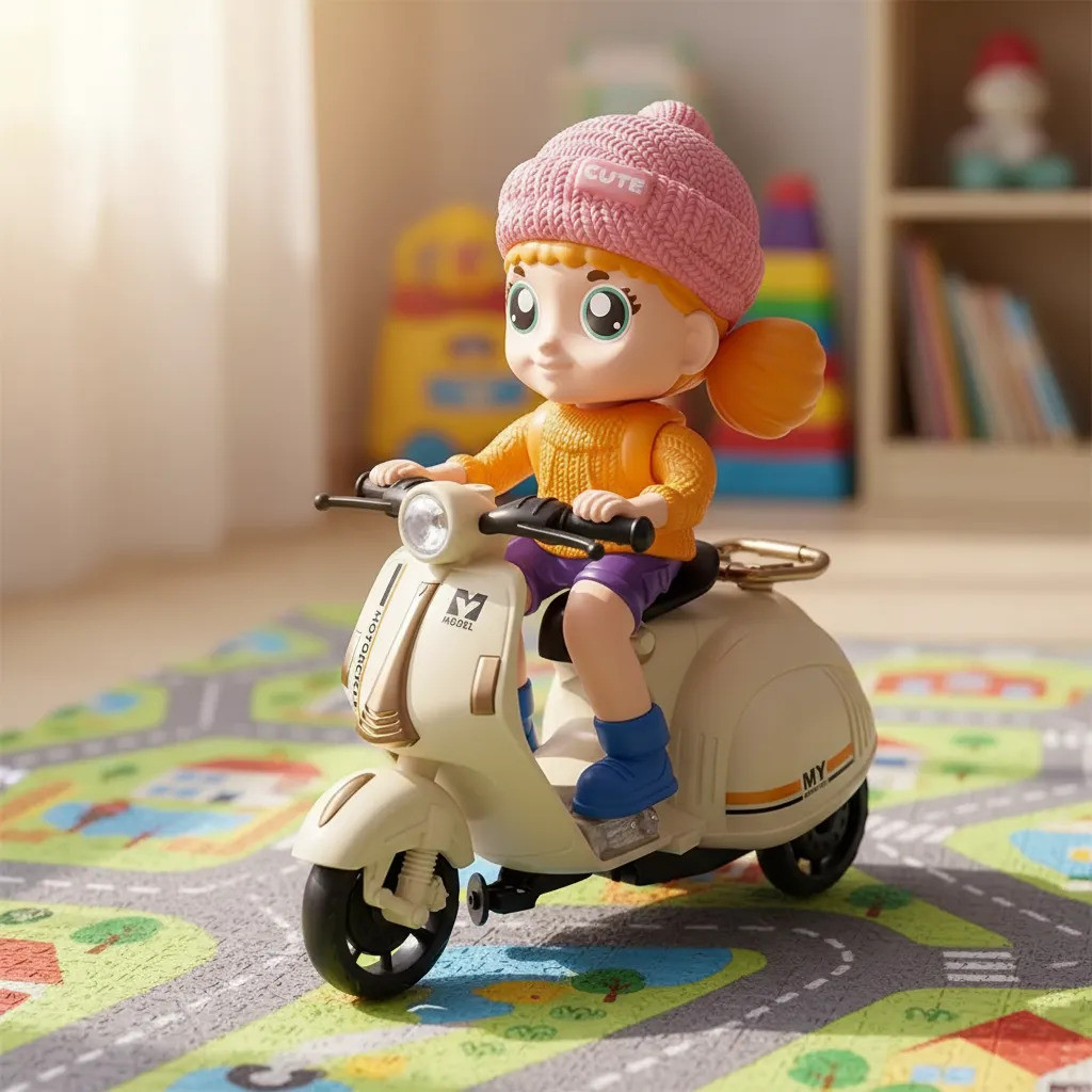 Moto Vespa Brinquedo C/ Movimento Som Luz Motinha Menina Menino Musical Que Anda Interativa