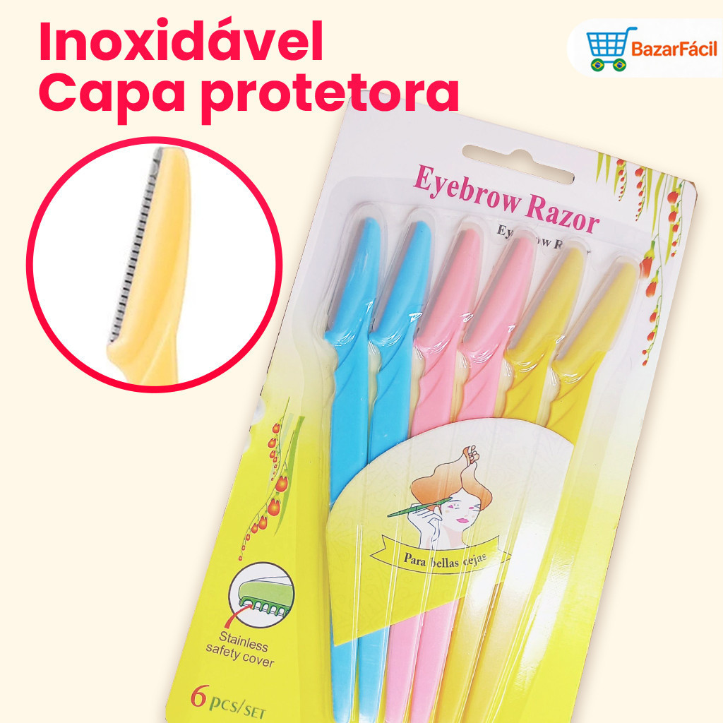 Kit 6/12/18 Lâminas para Sobrancelhas com Proteção – Ideal para Aparar Pelos Finos do Rosto
