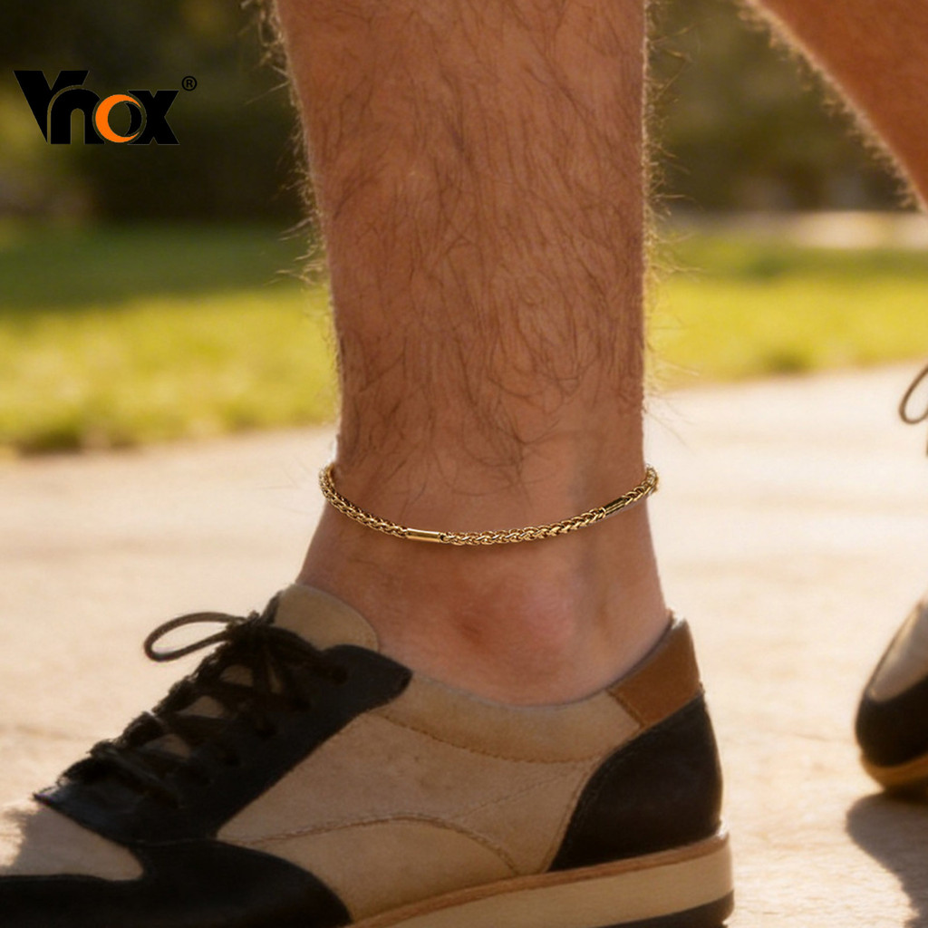 Vnox Fashion Masculino Tornozelo De Aço Inoxidável Minimalista Impermeável