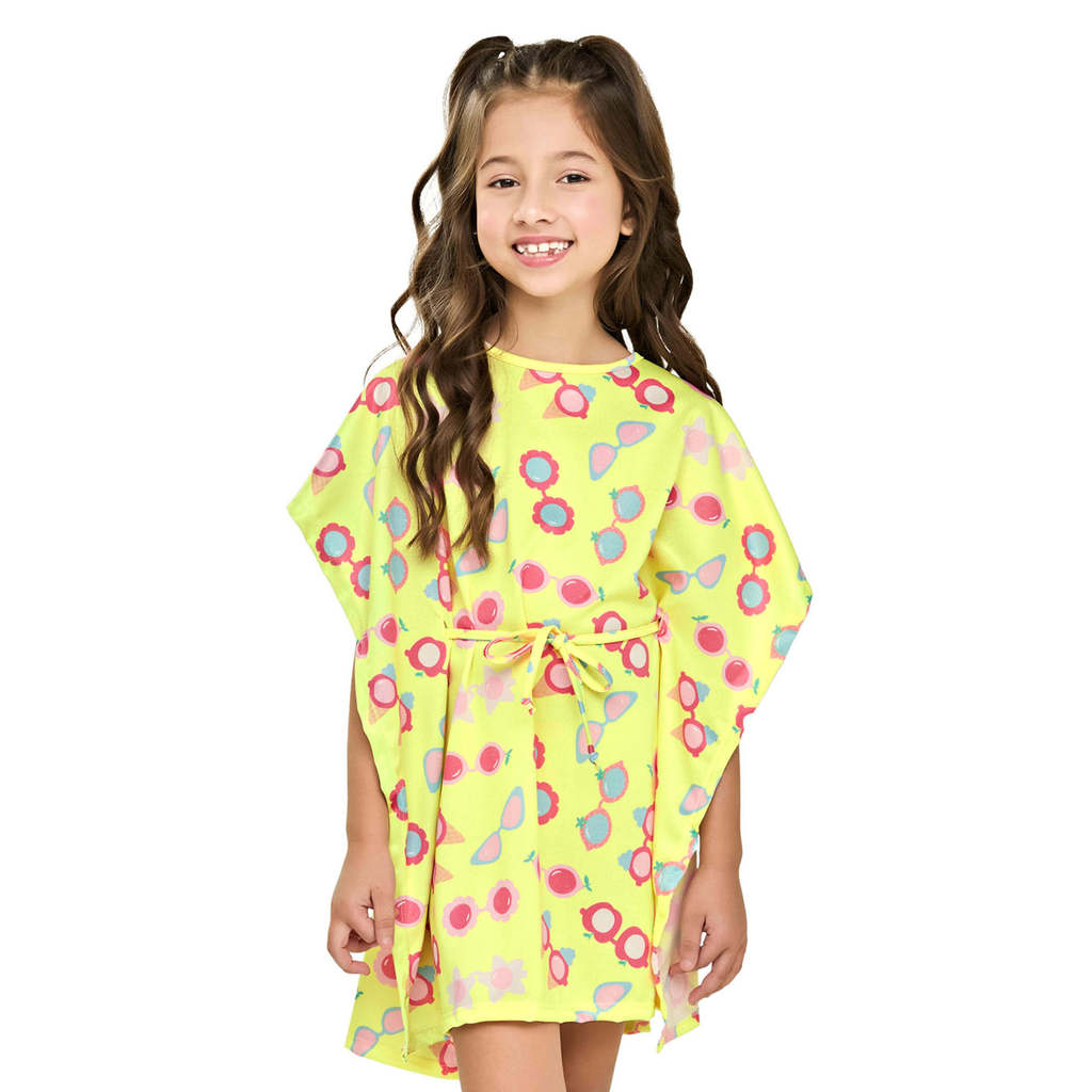 Saída de Praia Infantil Menina Malha Crepe Elian Amarelo em Oferta na Shopee