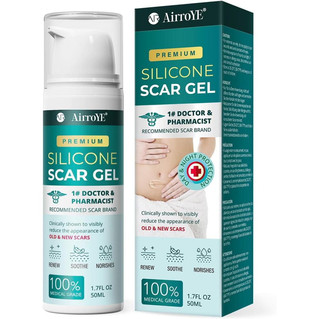 Gel de Silicone para Cicatrizes e Estrias: Creme de Silicone 100% para Cicatrizes - Remove Cicatrizes Novas e Antigas 50