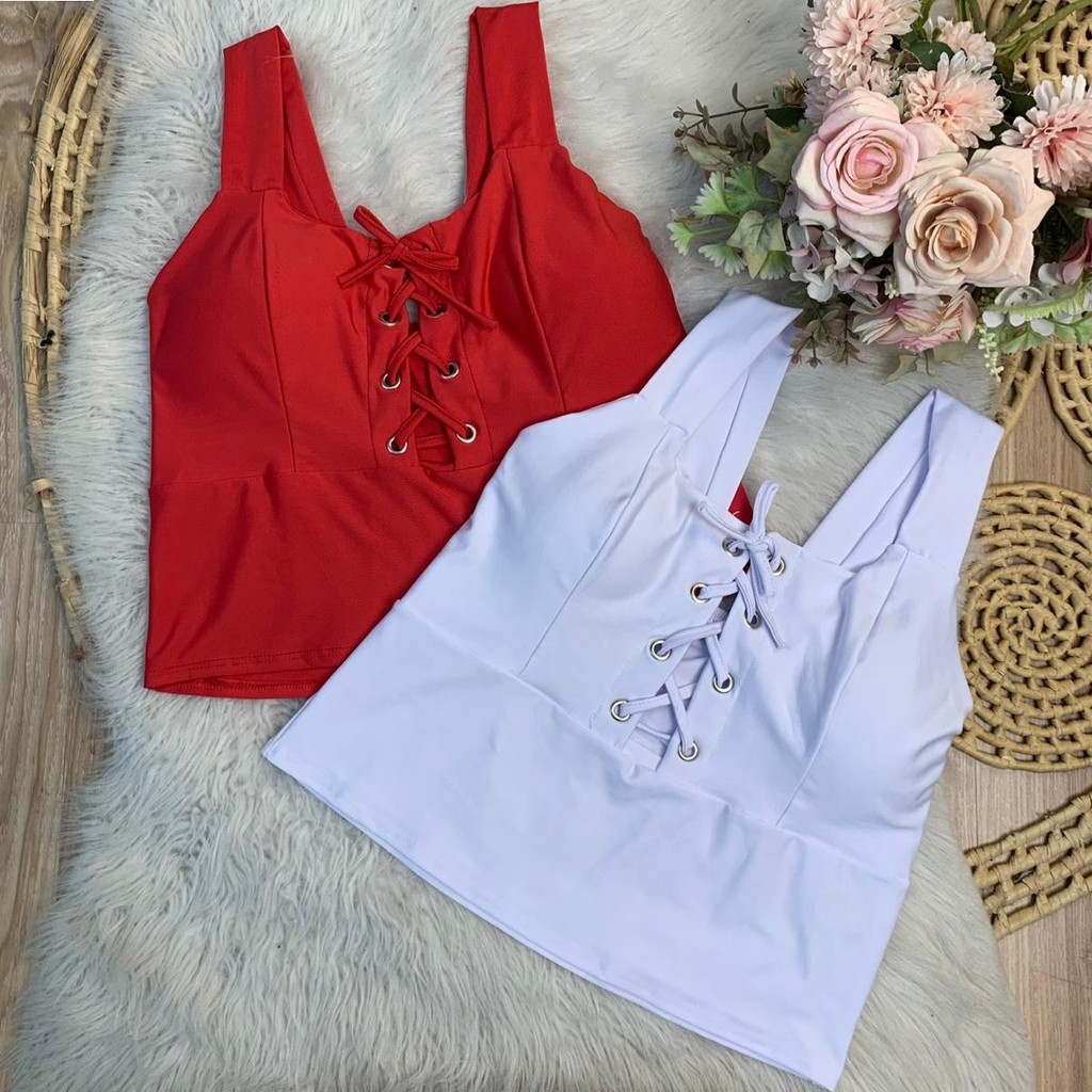 Blusa corset plus size alça frente ajustável GG 48 a 52