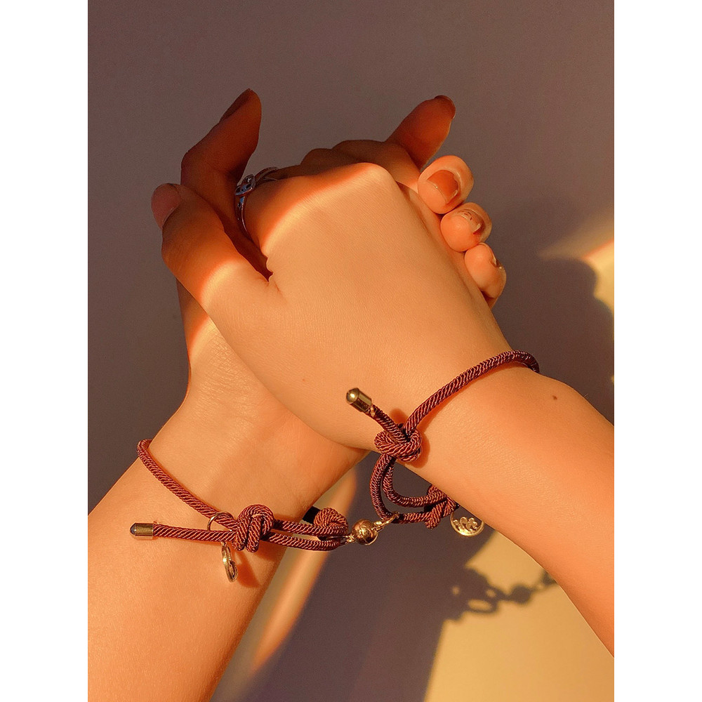 Casal pulseira ins nicho Design meninas namoradas pulseira par ímã estilo legal simples requintado corda trançada