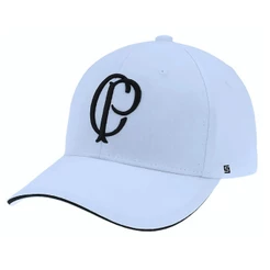 Boné Corinthians Escudo Bordado Licenciado Aba Curva Branco