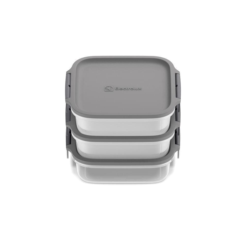 Potes Herméticos de Plástico Electrolux Cinza 3 Unidades Empilháveis Modulares · foto 2