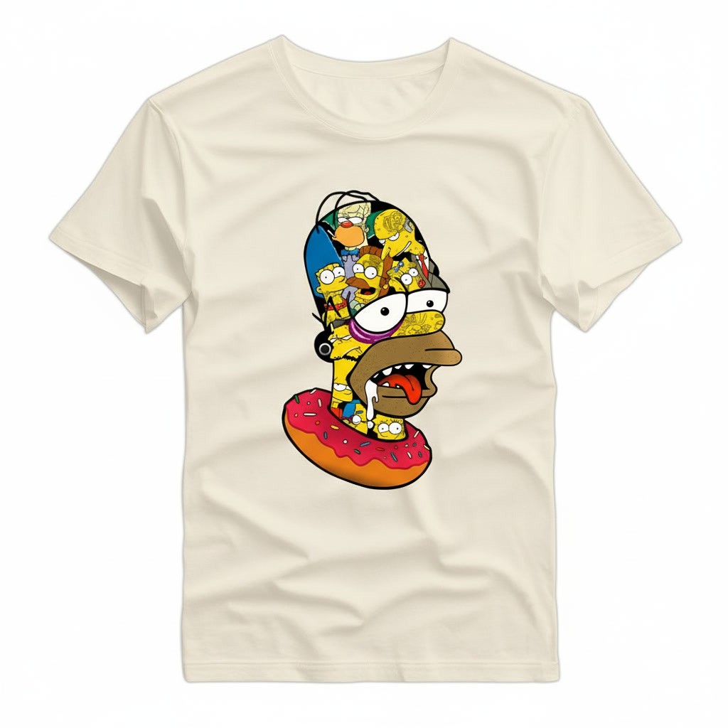 Camiseta The Simpsons Estilo Streetwear Masculina Algodão Conforto Lançamento dia a dia Casual