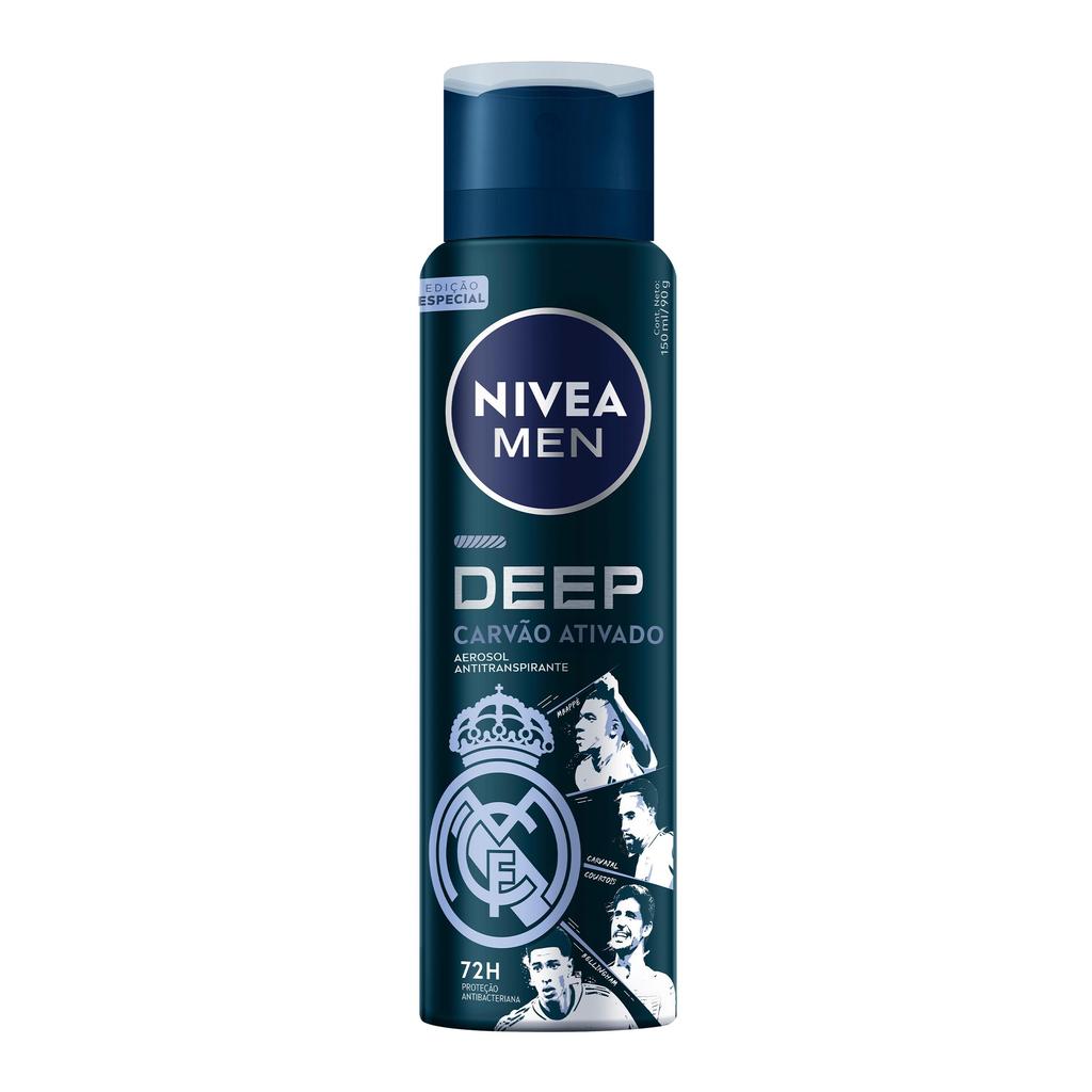 Desodorante Antitranspirante Aerossol NIVEA MEN Deep Carvão Ativado MaxxTech 150 ml