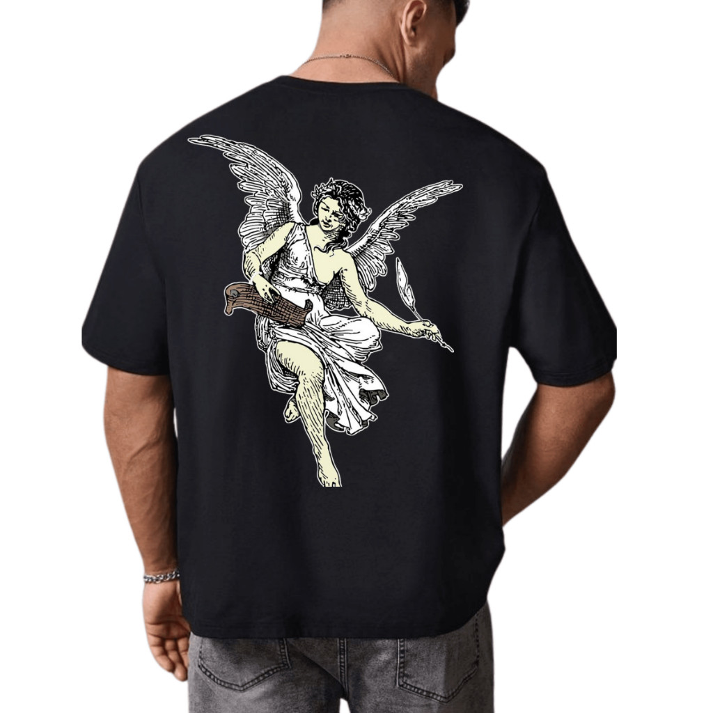 Camiseta Oversized Streetwea Camisa Treino Academia Lançamanto Estampado Anjo