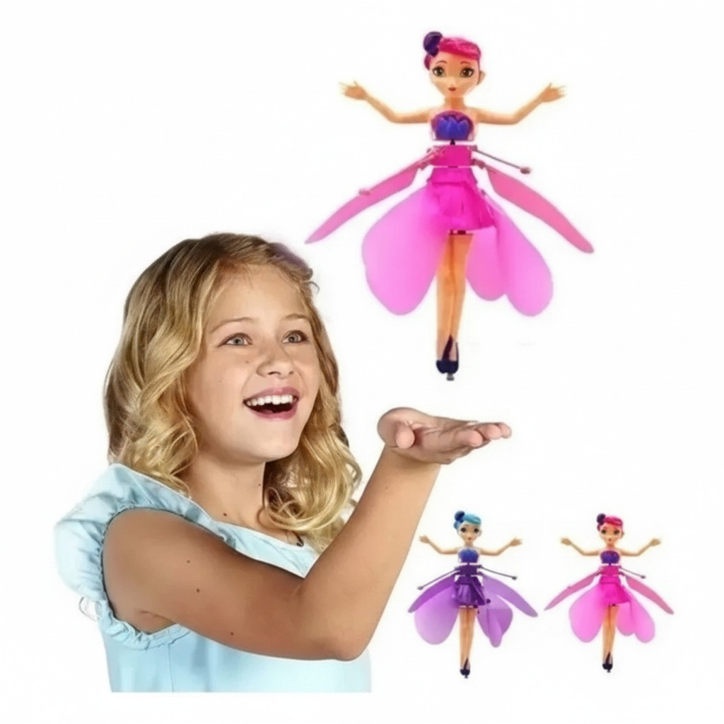 Boneca Fada Voadora com Sensor de Mão - Brinquedo Drone Fadinha Mágica